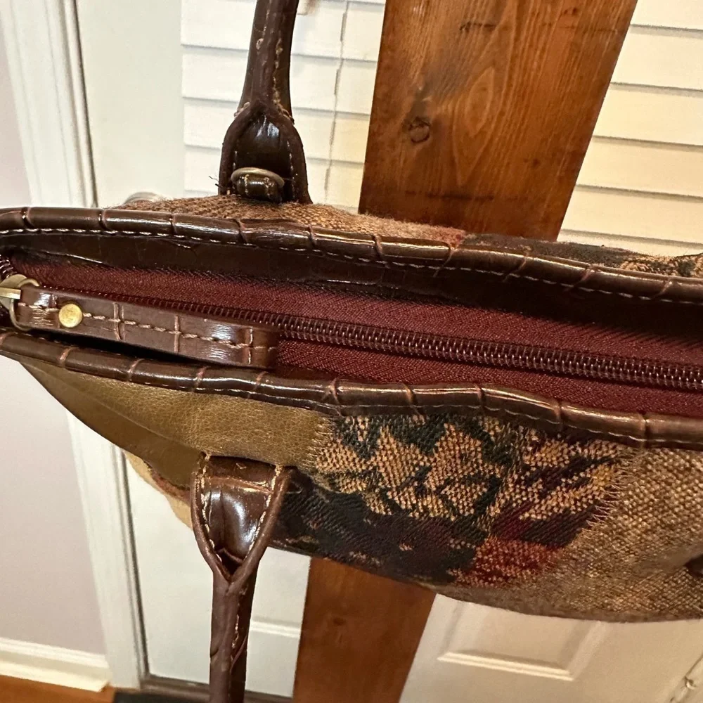 Womens Patchwork Handbag Small Corduroy Plaid Faux Leather Hobo Boho Zip Pockets